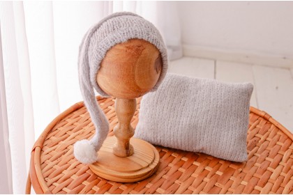 Conjunto Gorro + Travesseiro Tricot - Gelo