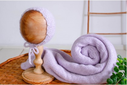 Conjunto Wrap Tricot Max + Touca Nuvem Lilás