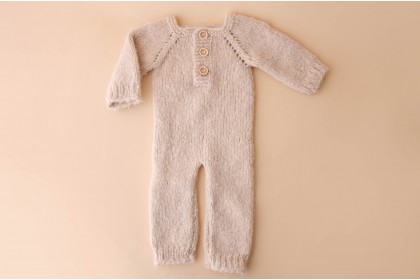 Macacão Tricot Bege Claro - Newborn Macacão Tricot Bege Claro - Newborn