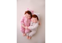 Conjunto Tricot Coração Mescla Branco  - Newborn