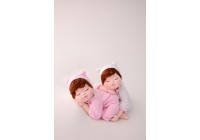 Conjunto Tricot Coração Mescla Branco  - Newborn