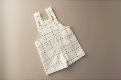 Macacão Grid Off White - 3 a 6 meses