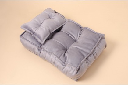 Futon Médio + Travesseiro Cinza Azulado