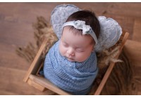 Conjunto Headband + Travesseiro Coração Azul - Pré-venda