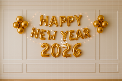 AN26FD01| Fundo fotográfico em tecido | Boiserie Happy New Year 2026