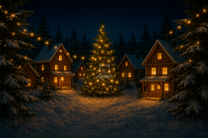 NT25FD01 | Fundo fotográfico em tecido | Natal: noite e neve