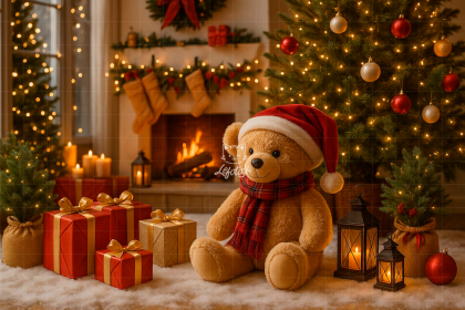 NT25FD06 | Fundo fotográfico em tecido | Natal: urso grande