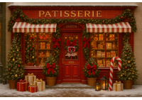 NT25FD08 | Fundo fotográfico em tecido | Natal: Patisserie Vermelha