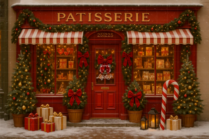 NT25FD08 | Fundo fotográfico em tecido | Natal: Patisserie Vermelha