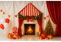 NT25FD13 | Fundo fotográfico em tecido | Natal: Lareira com tenda