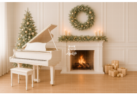 NT25FD15 | Fundo fotográfico em tecido | Natal: Lareira Clean com Piano