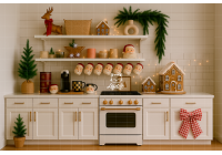 NT25FD18 | Fundo fotográfico em tecido | Natal: Cozinha Clean Vintage
