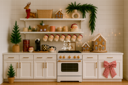 NT25FD18 | Fundo fotográfico em tecido | Natal: Cozinha Clean Vintage