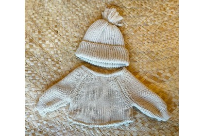 Conjunto Tricot Bege - Newborn - PEÇA ÚNICA